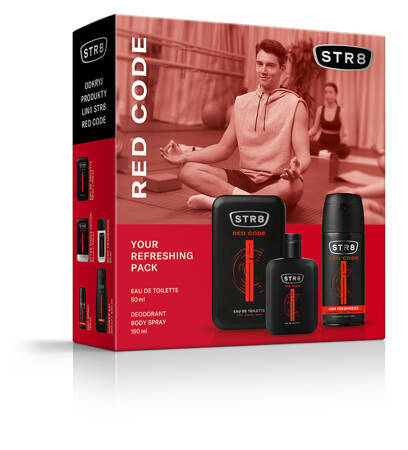 STR 8 Zestaw prezentowy Red Code (Woda toaletowa 50ml+Deo spray 150ml)