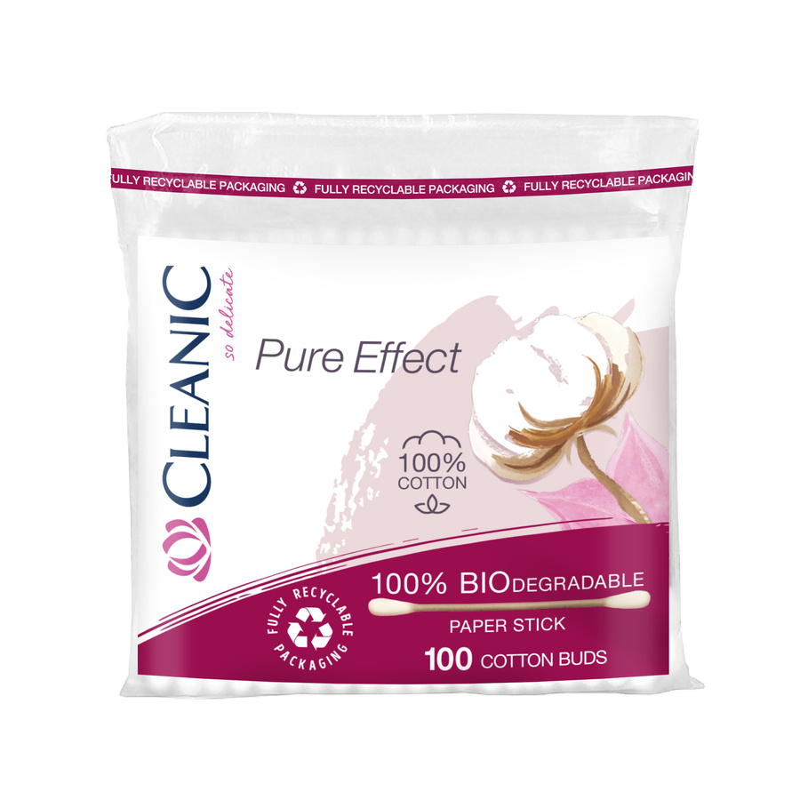 Cleanic Patyczki higieniczne Pure Effect -100% biodegradowalne-100szt (folia)