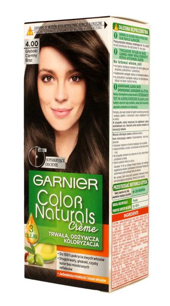Garnier Color Naturals Krem koloryzujący nr 4.00 Głęboki Ciemny Brąz 1op