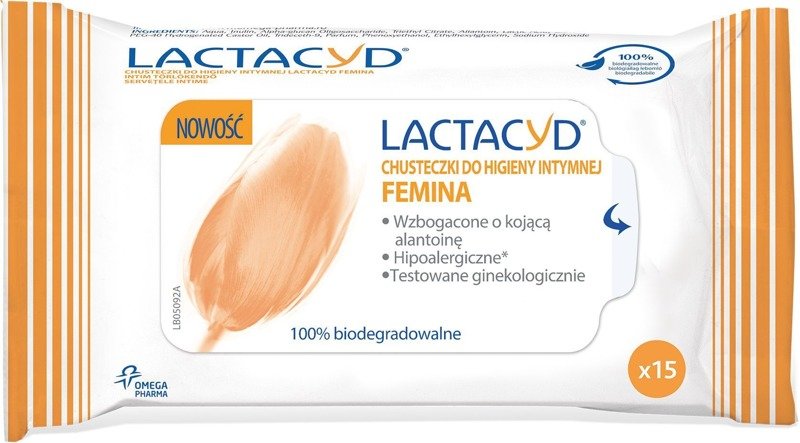 Lactacyd Femina Chusteczki do higieny intymnej  1op-15szt