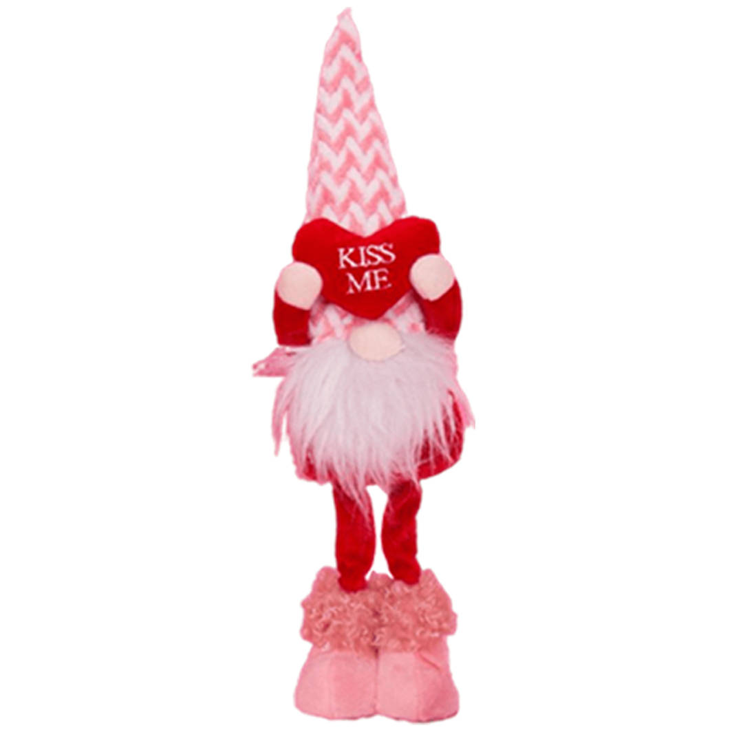 Maskotka Krasnal stojący "Kiss Me" - różowa jodełka