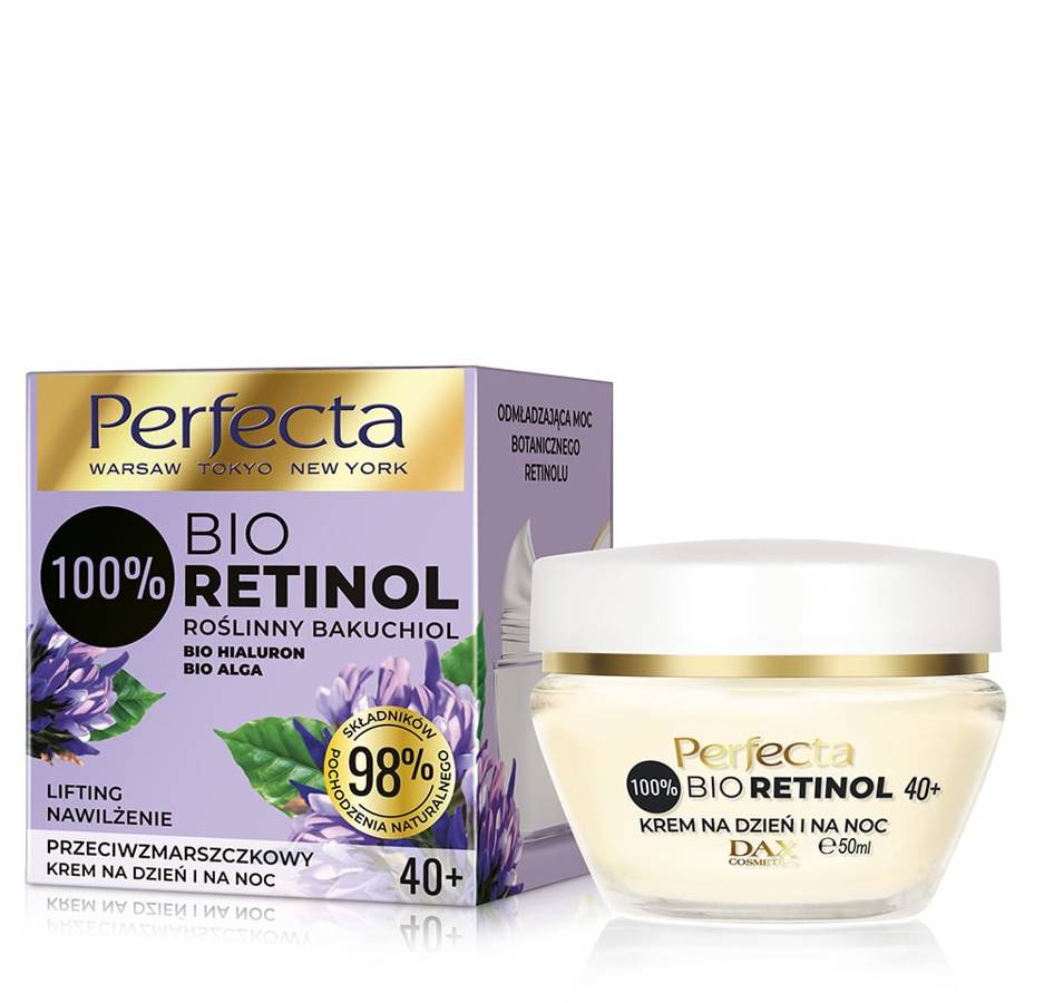 Perfecta 100% Bio Retinol 40+ Przeciwzmarszczkowy Krem na dzień i noc - nawilżenie i lifting 50ml